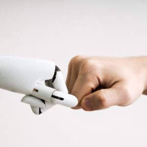 Fistbump with robot and human