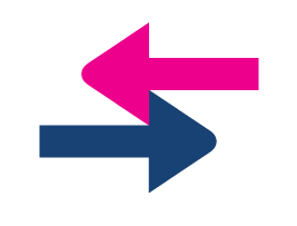 a blue and pink arrows