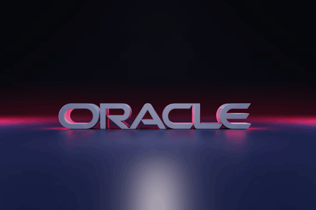 oracle logo dark background red lettering