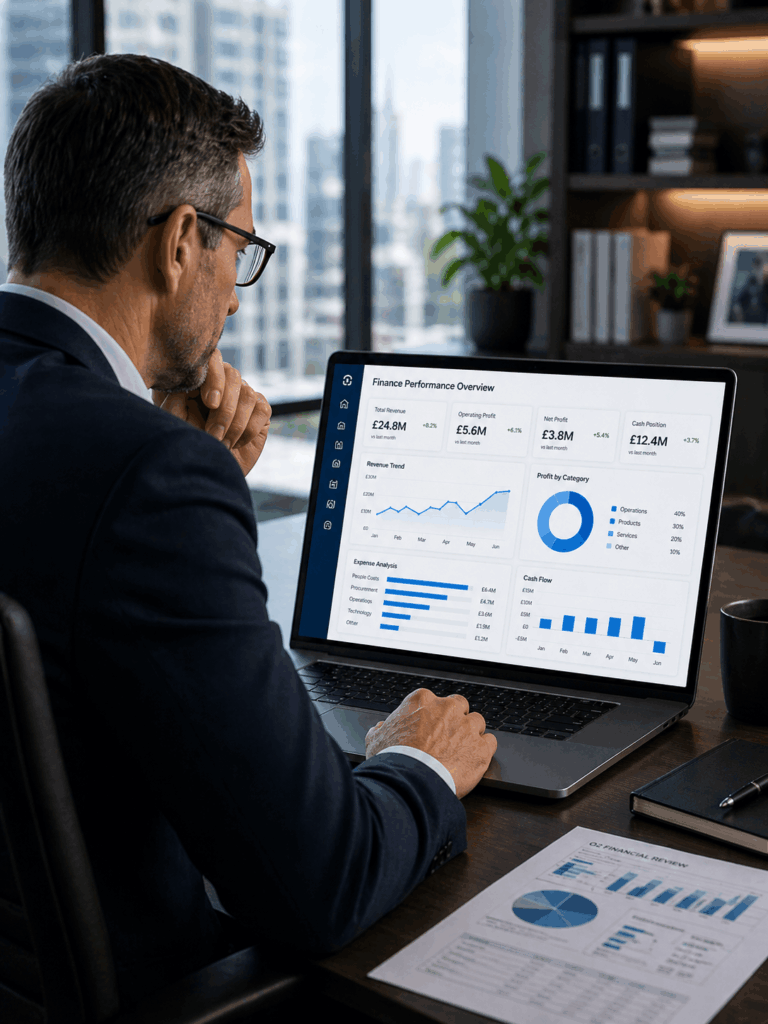 finance director reviewing finance performance