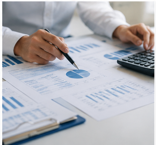 man analysing finance data